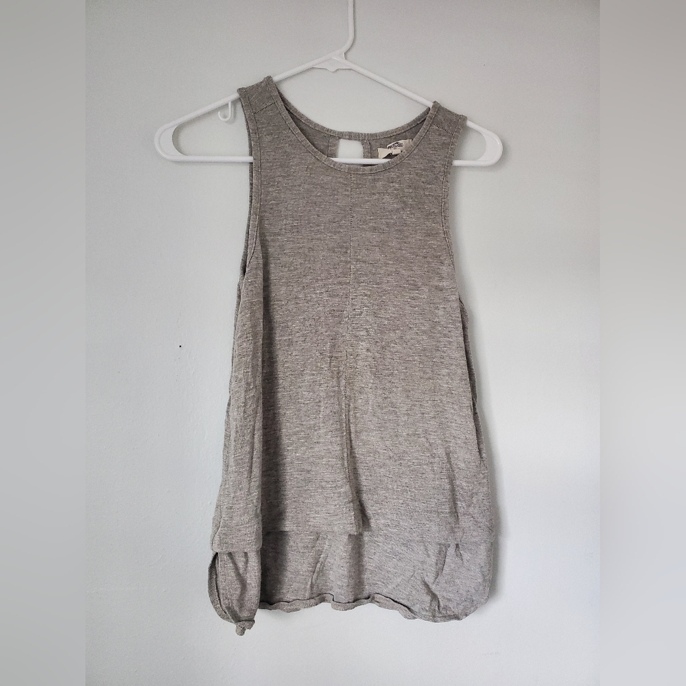 Madewell Neutral Gray Sleeveless Tier Ruffle Tank Top